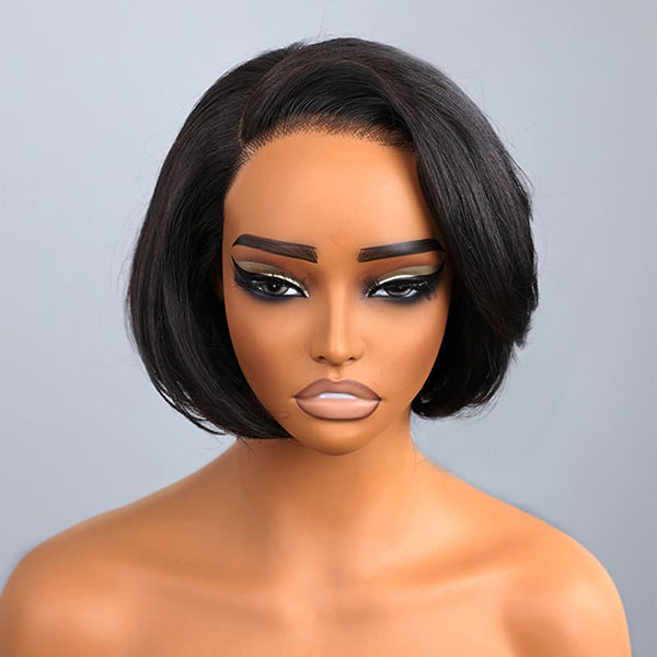 Straight Blow Out Hair Cut Bob Wig Pre-Cut HD Lace Wear Go Glueless Wig