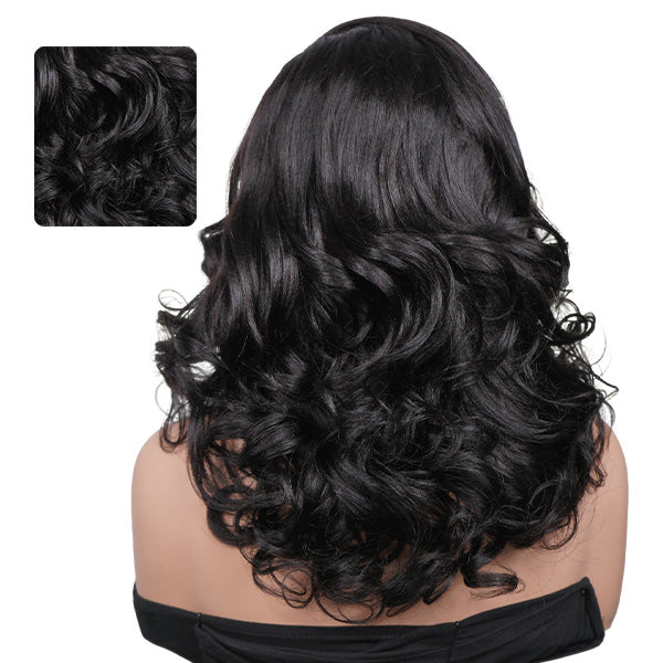 Pre Styled C Part Layered Yaki Body Wave Snug Fit Drawstring Wear Go Glueless Wig Pre-Cut 9x6 Lace Bleached Knots