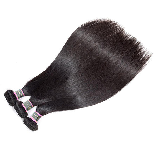 Straight Hair Virgin Human Hair 3 Bundles With 4x4 Lace Closure