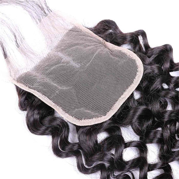 Water Wave Virgin Human Hair 3 Bundles With 4x4 Lace Closure