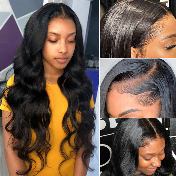 5x5 Lace Closure Wigs Body Wave 12A Grade Human Hair Preplucked Wigs with Baby Hair