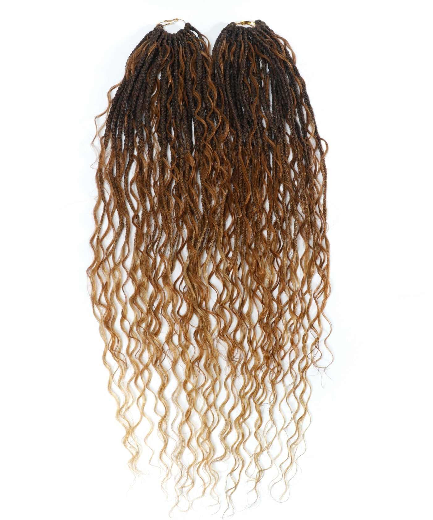 24" Pre Looped Crochet Boho Box Braids With Human Hair Curls - 80 strands/Pack