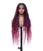 HD Full Lace Human Hair Boho Curls 36" Knotless Boho Box Braided Wig