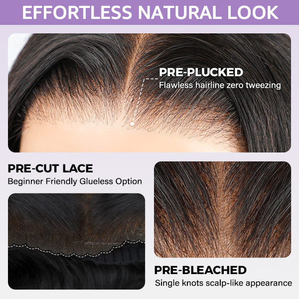 Body Wave Glueless Pre-Cut 9x6 T Part Lace Frontal Look Wear Go Wig