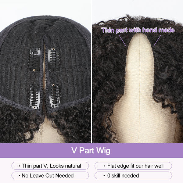 Water Wave V Part Wig No Leave Out Thin Part Glueless Wigs Human Hair Wig