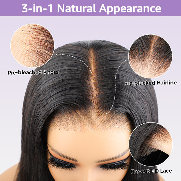 Water Wave Pre-Bleached Knots Snug Fit Drawstring Wear Go Wigs 7x5 HD Lace 100% Glueless Pre-cut Lace Closure Wigs Preplucked Natural Hairline