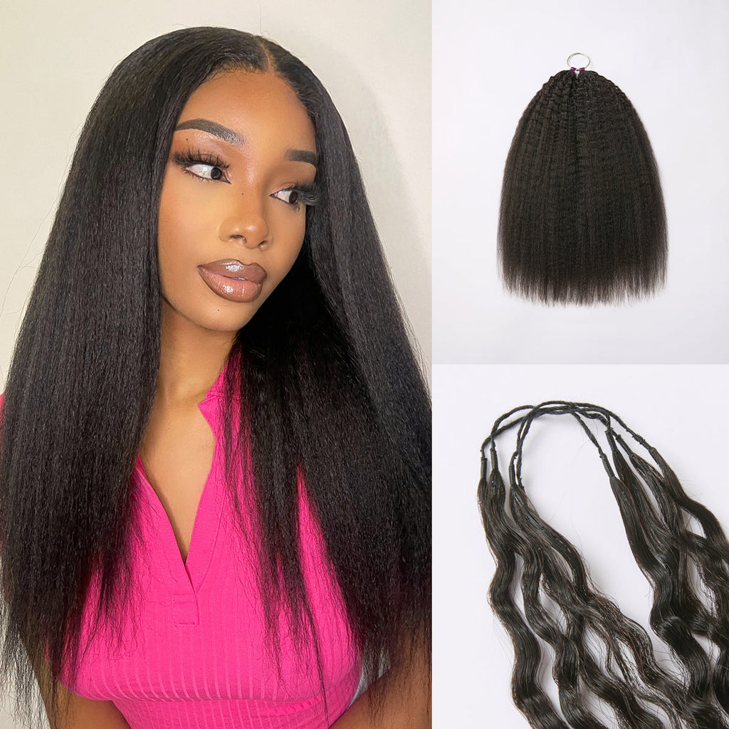 Pre-Separated Feather Crochet Human Hair Extensions Deep Wave / Kinky Straight Protective Style