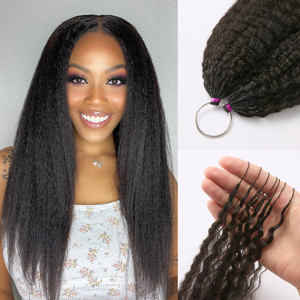 Pre-Separated Feather Crochet Human Hair Extensions Deep Wave / Kinky Straight Protective Style