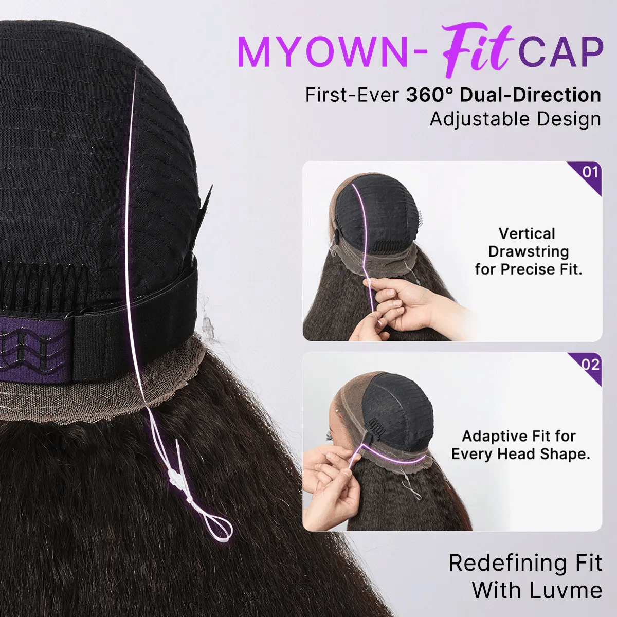 360 HD Lace Free Parting Water Wave Wig Flexi-Fit Invisi Drawstring Cap & Pre-Cut Lace
