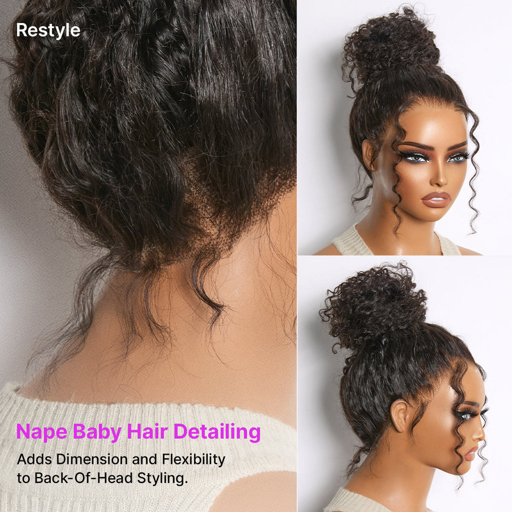 360 HD Lace Free Parting Water Wave Wig Flexi-Fit Invisi Drawstring Cap & Pre-Cut Lace