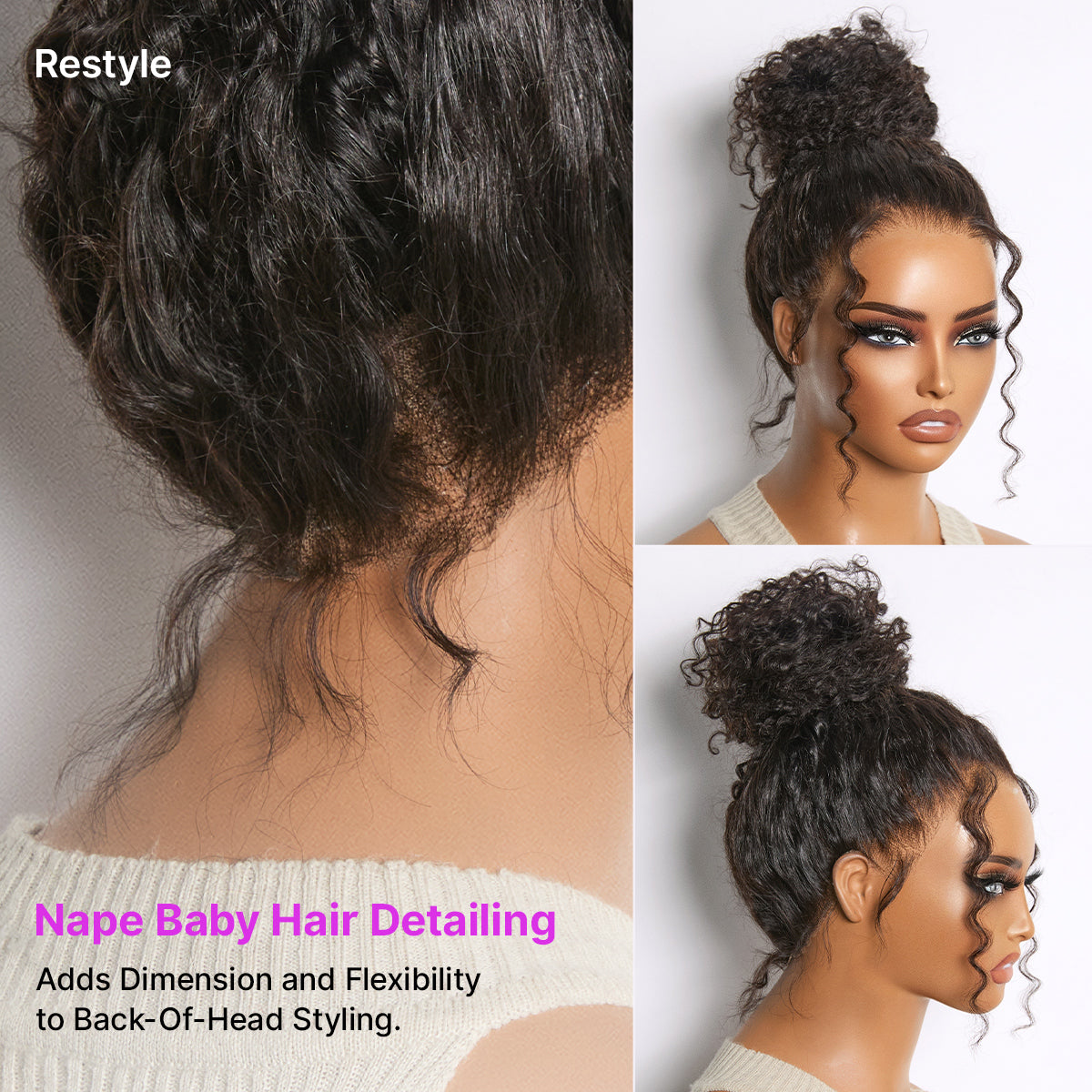 360 HD Lace Free Parting Water Wave Wig Flexi-Fit Invisi Drawstring Cap & Pre-Cut Lace