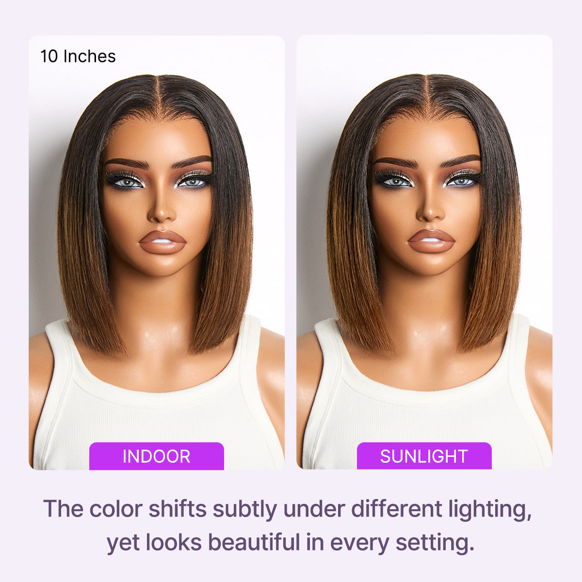 Ombre Brown Silky Blunt Cut Bob Glueless 7x6 Closure HD Lace Wig Pre-Cut Lace