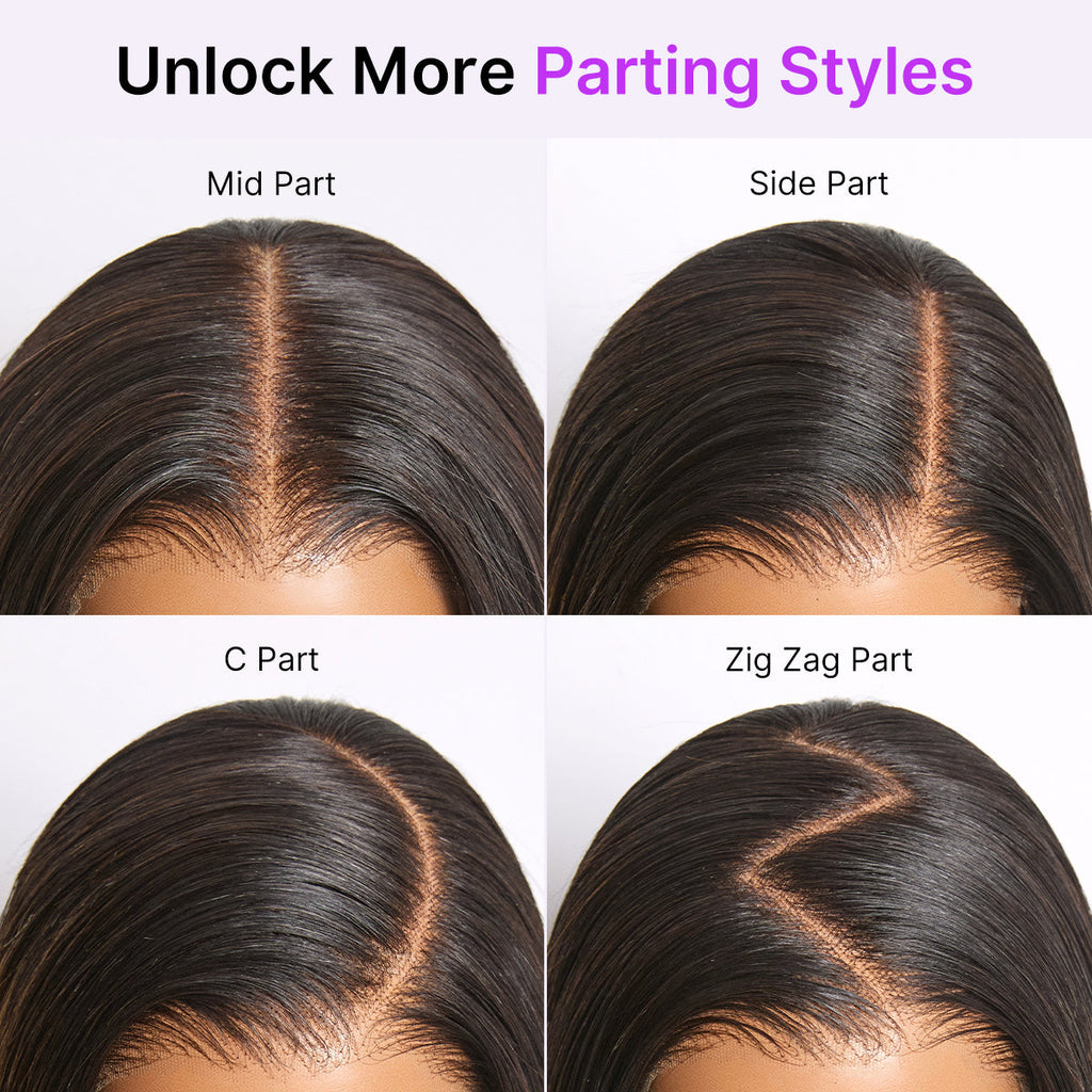 Ombre Brown Silky Blunt Cut Bob Glueless 7x6 Closure HD Lace Wig Pre-Cut Lace