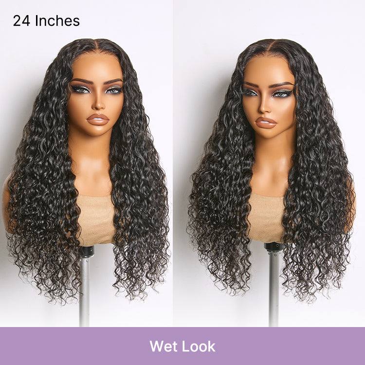180% Density Soft & Full Water Wave Glueless 7x6 Closure HD Lace Human Hair Wig Pre-Cut Lace