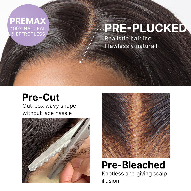 180% Density Soft & Full Water Wave Glueless 7x6 Closure HD Lace Human Hair Wig Pre-Cut Lace