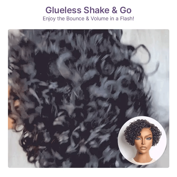 Water Wave Pixie Cut Water Wave Glueless Minimalist HD Lace Short Curly Wig