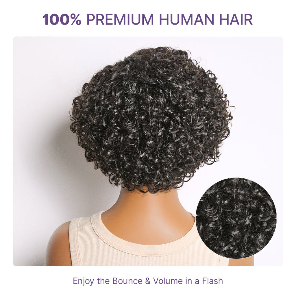 Water Wave Pixie Cut Water Wave Glueless Minimalist HD Lace Short Curly Wig