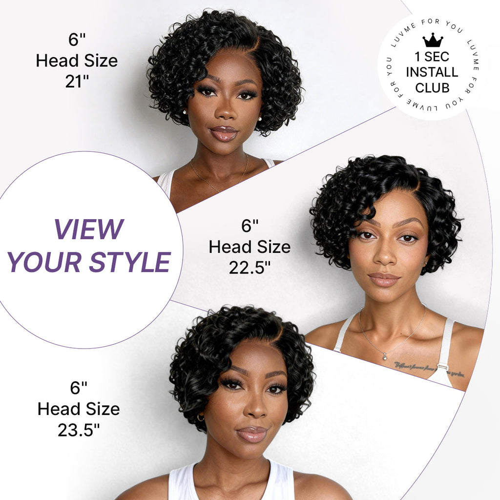 Water Wave Pixie Cut Water Wave Glueless Minimalist HD Lace Short Curly Wig