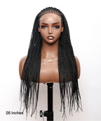 HD Lace Cornrow Box Braided Wig 26" Full Hand-tied 90 Strands - No Baby Hair