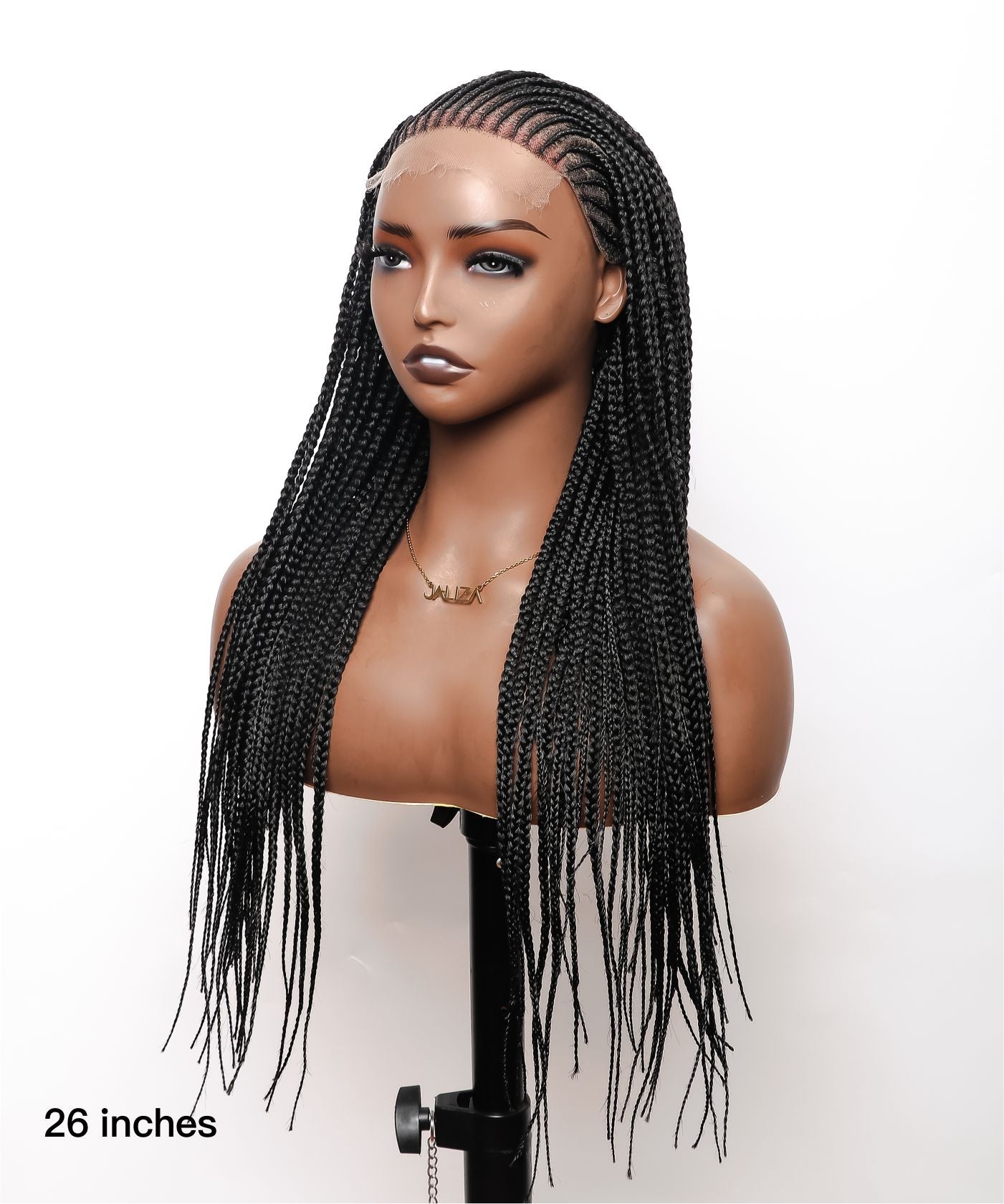 HD Lace Cornrow Box Braided Wig 26" Full Hand-tied 90 Strands - No Baby Hair
