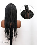 HD Lace Cornrow Box Braided Wig 26" Full Hand-tied 90 Strands - No Baby Hair