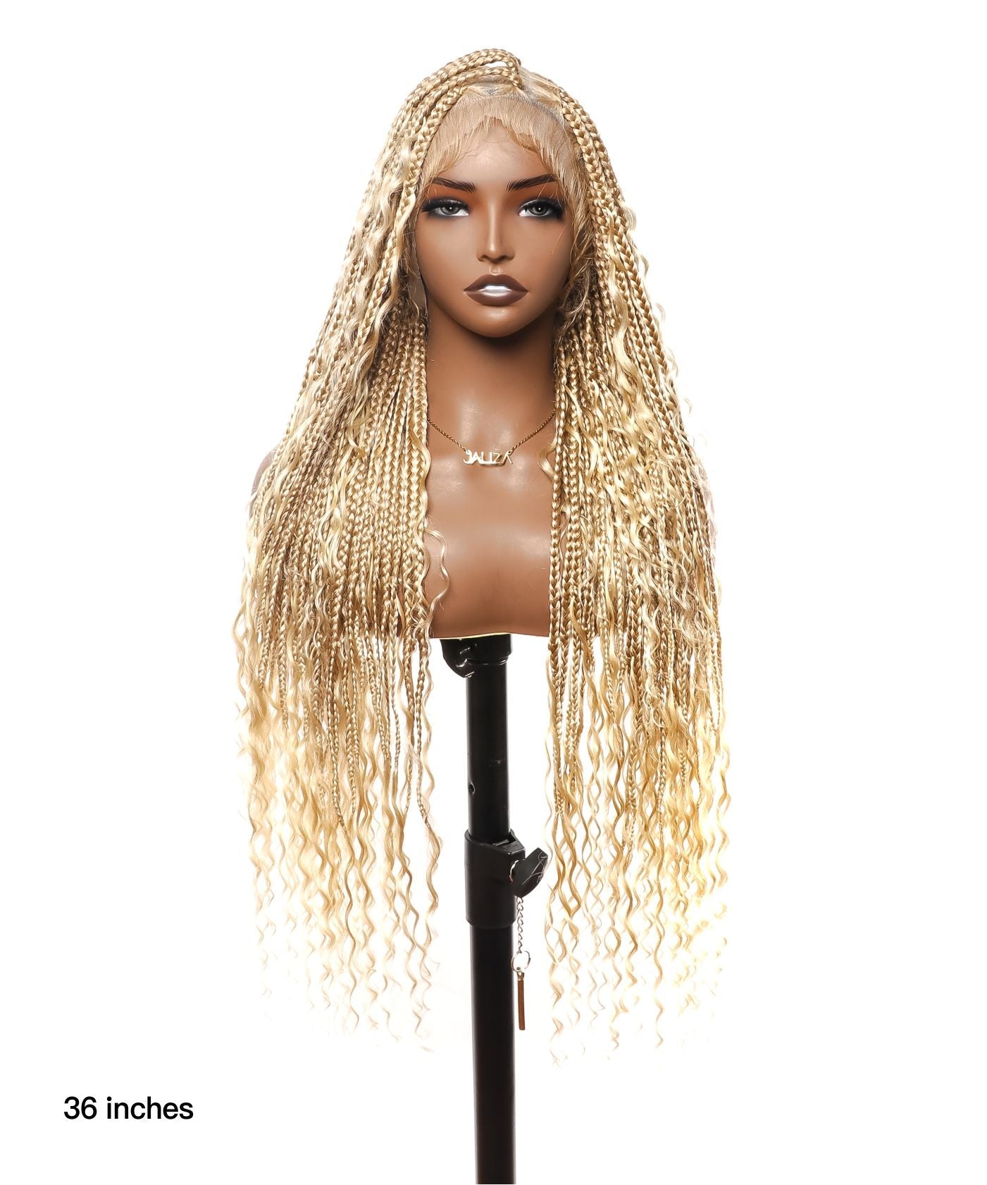 Full Transparent Lace Human Hair Boho Curls Knotless Boho Box Braided Wig 86 Strands