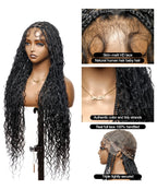 HD Full Lace Human Hair Boho Curls 36" Knotless Boho Box Braided Wig