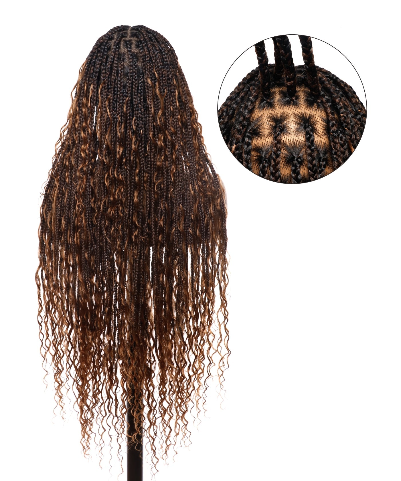 HD Full Lace Human Hair Boho Curls 36" Knotless Boho Box Braided Wig