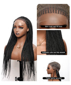 HD Lace Cornrow Box Braided Wig 26" Full Hand-tied 90 Strands - No Baby Hair