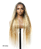 Human Hair Super Boho Color #27/613 Pre Bleached Human Hair Lace Knotless Boho Box Braided Wig Full-dense 100 Strands