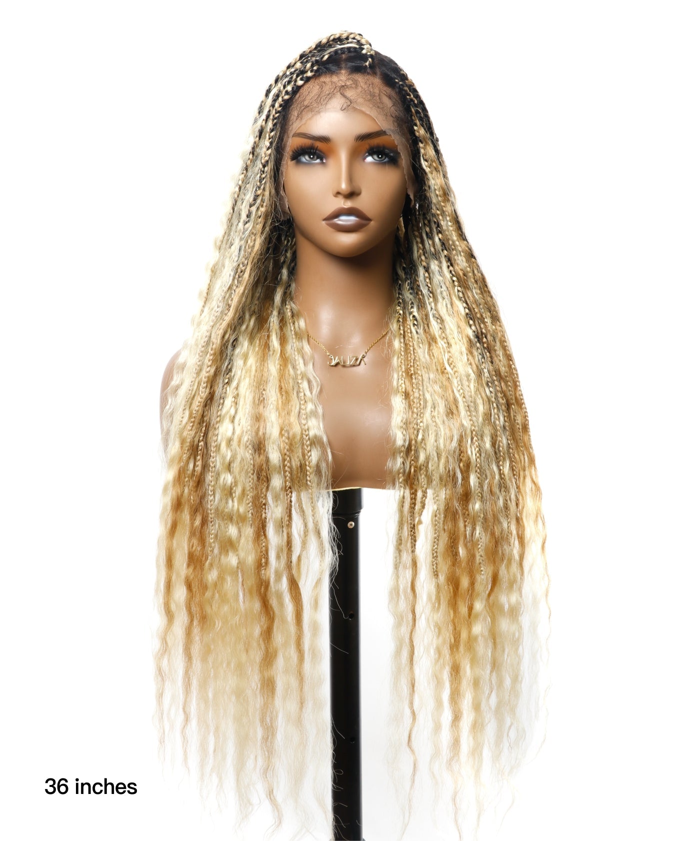 Human Hair Super Boho Color #27/613 Pre Bleached Human Hair Lace Knotless Boho Box Braided Wig Full-dense 100 Strands