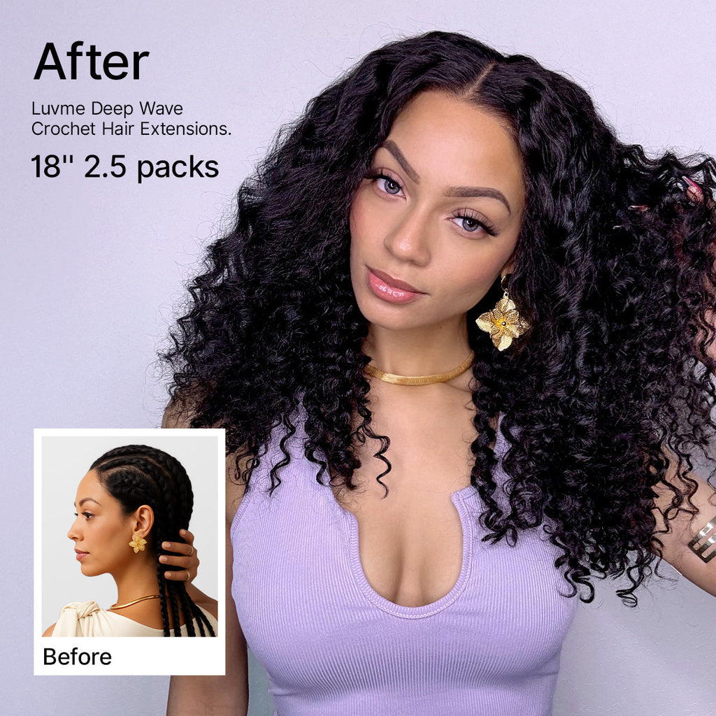 Pre-Separated Feather Crochet Human Hair Extensions Deep Wave / Kinky Straight Protective Style