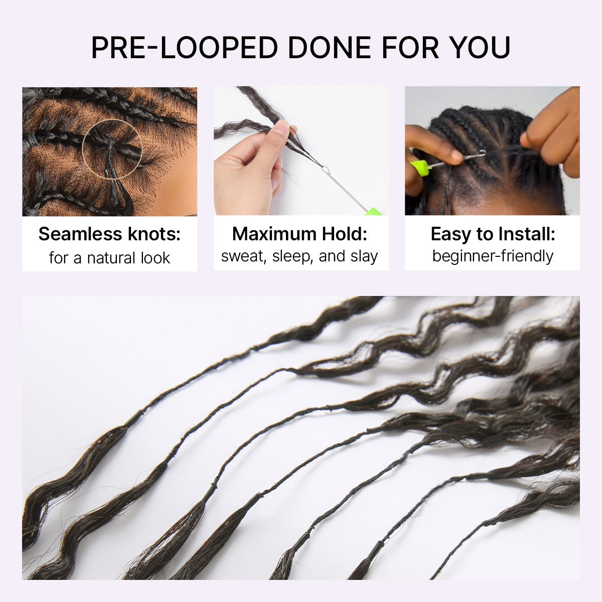 Pre-Separated Feather Crochet Human Hair Extensions Deep Wave / Kinky Straight Protective Style