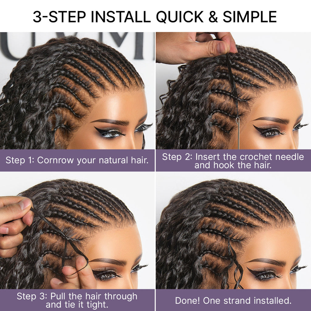 Pre-Separated Feather Crochet Human Hair Extensions Deep Wave / Kinky Straight Protective Style