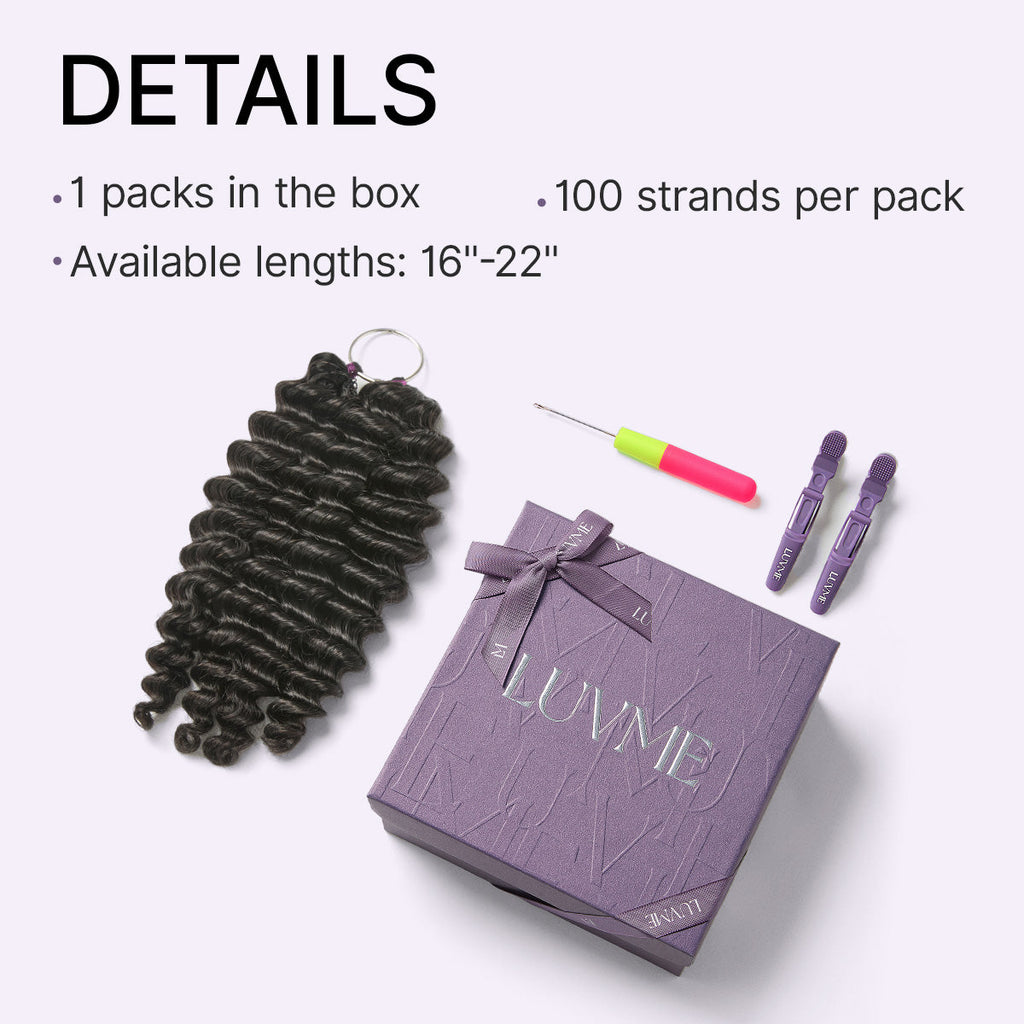 Pre-Separated Feather Crochet Human Hair Extensions Deep Wave / Kinky Straight Protective Style