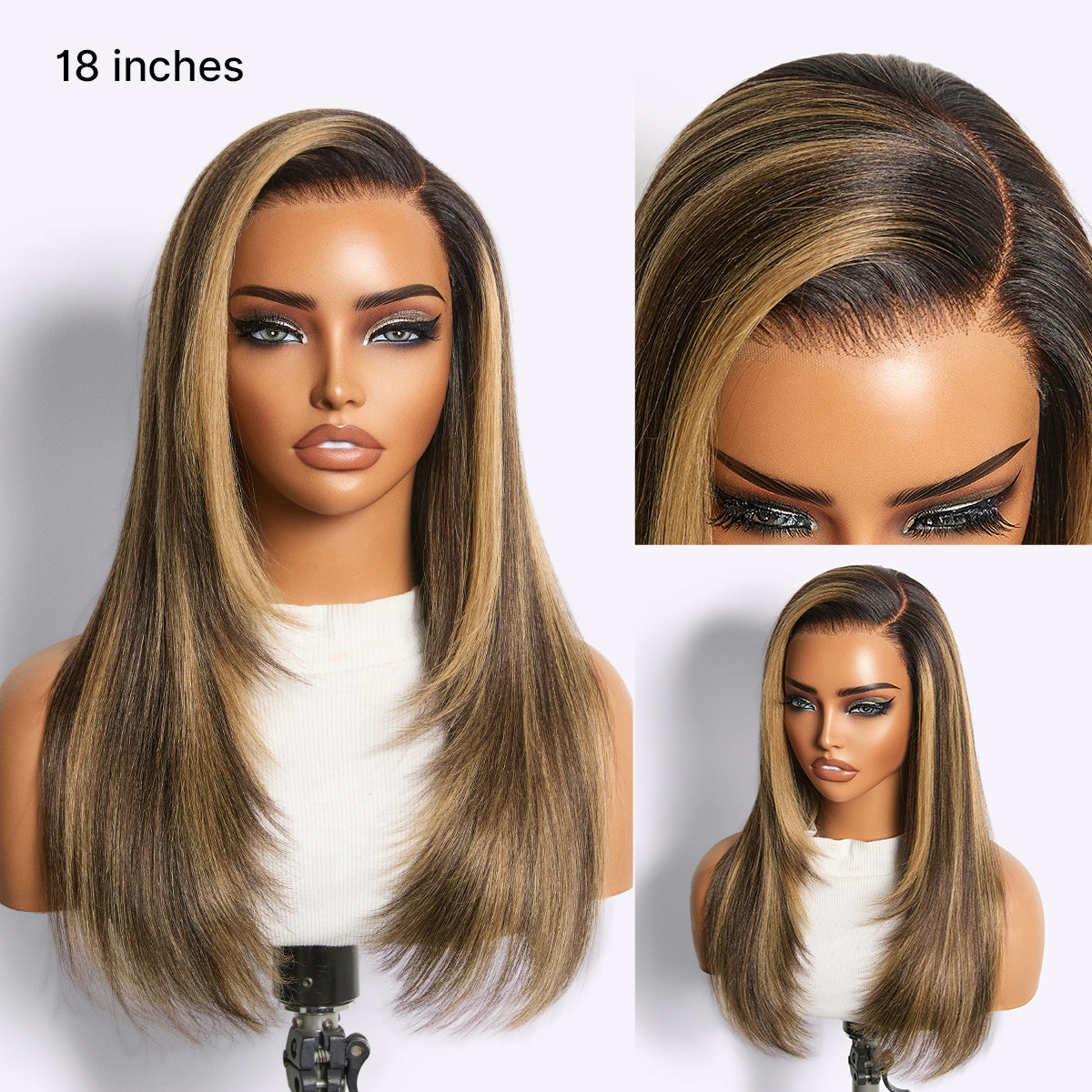 180% Density Blonde Highlight Butterfly Cut Layered Light Yaki Straight Glueless 7x6 Closure HD Lace Wig Pre-Cut Lace