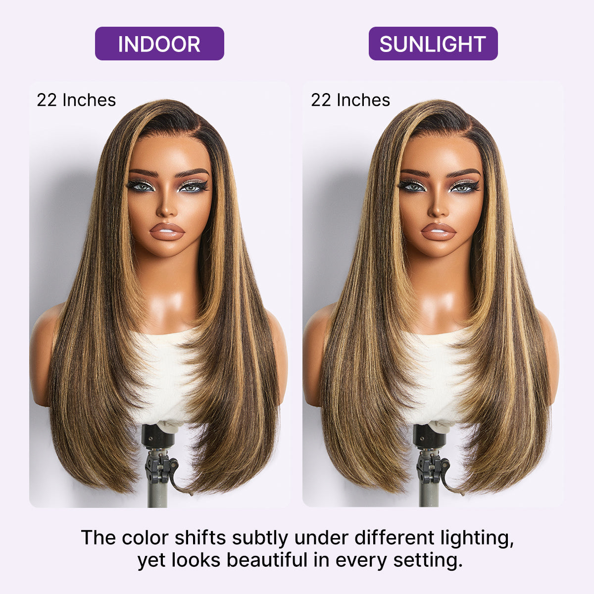 180% Density Blonde Highlight Butterfly Cut Layered Light Yaki Straight Glueless 7x6 Closure HD Lace Wig Pre-Cut Lace