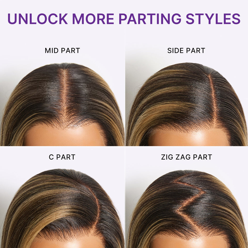 180% Density Blonde Highlight Butterfly Cut Layered Light Yaki Straight Glueless 7x6 Closure HD Lace Wig Pre-Cut Lace