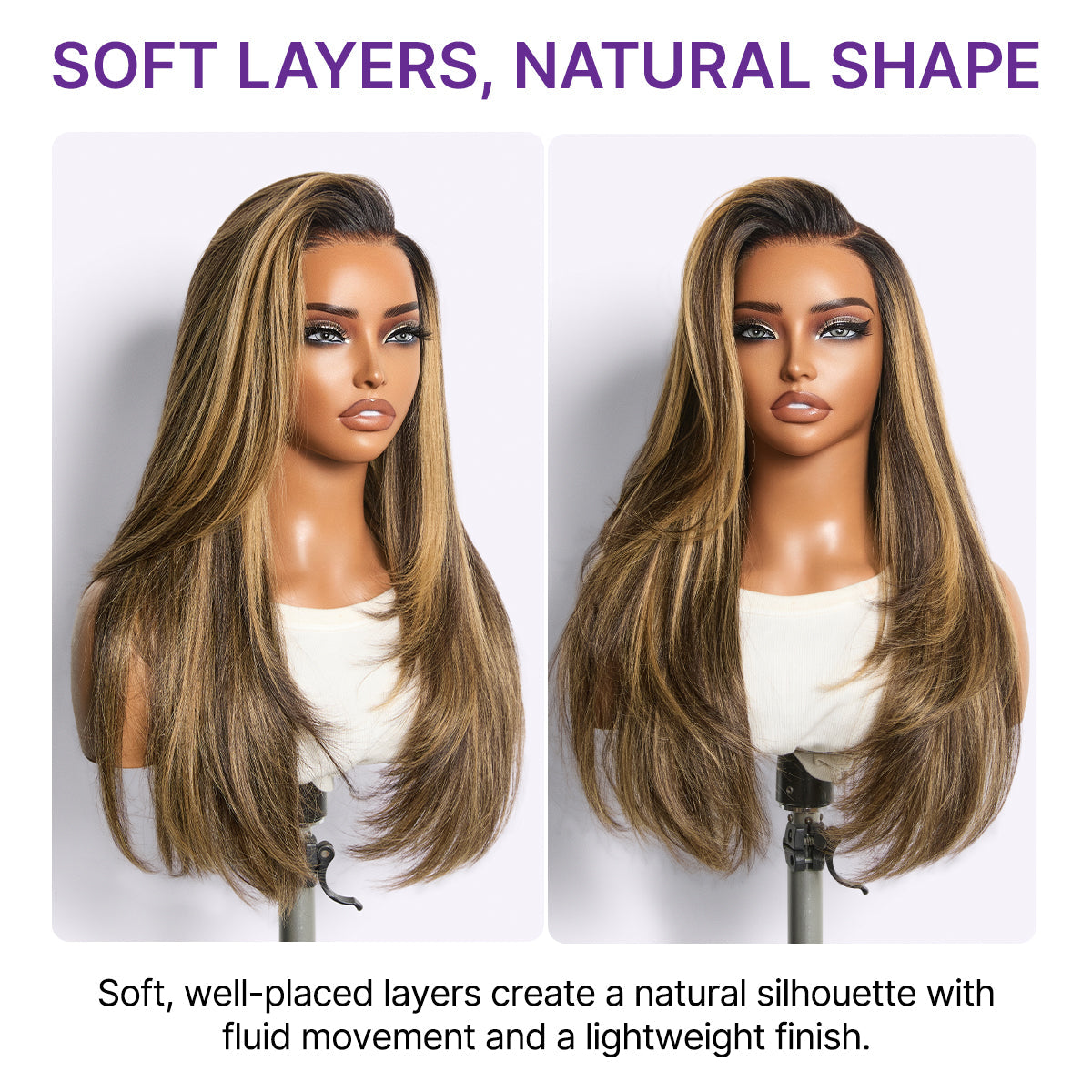 180% Density Blonde Highlight Butterfly Cut Layered Light Yaki Straight Glueless 7x6 Closure HD Lace Wig Pre-Cut Lace