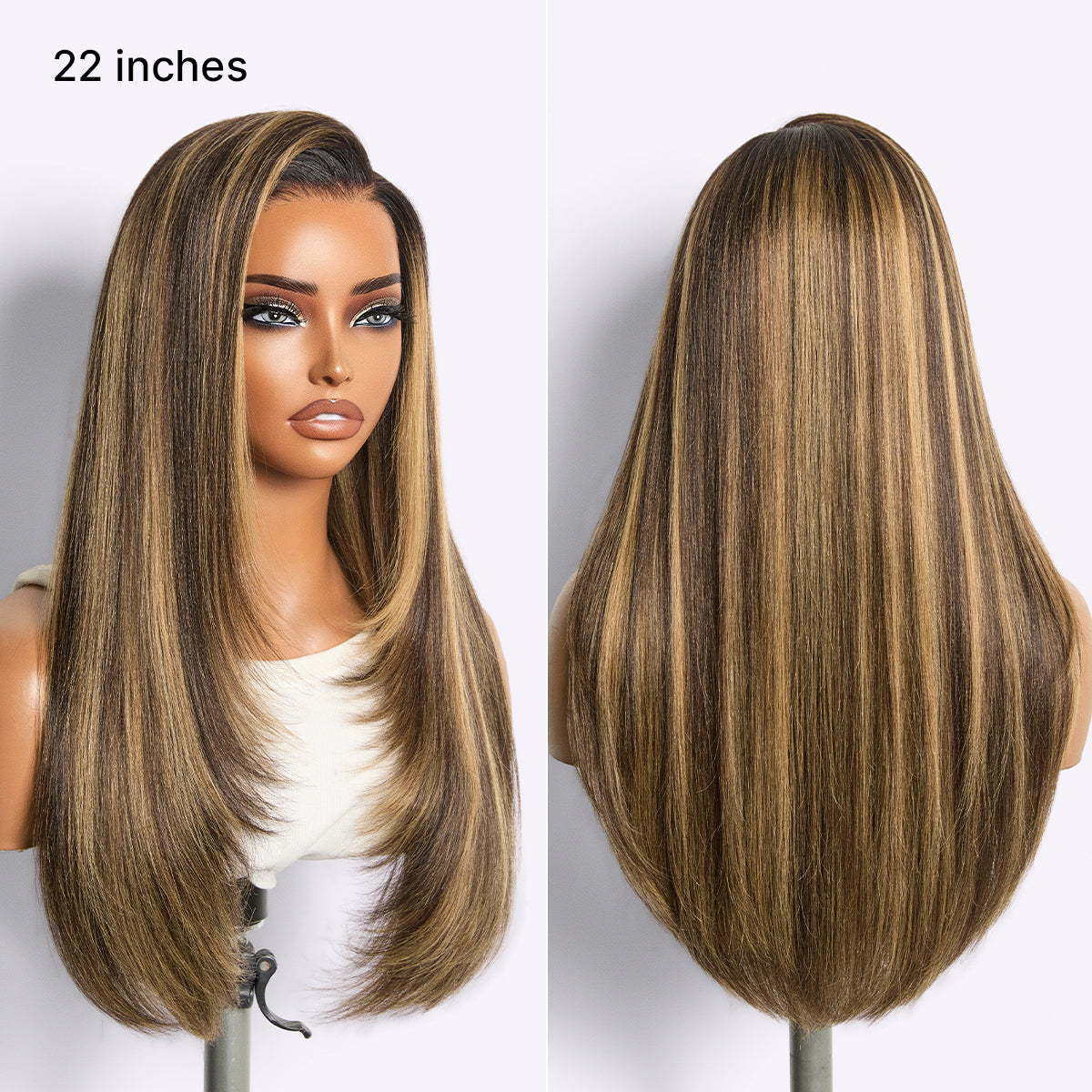 180% Density Blonde Highlight Butterfly Cut Layered Light Yaki Straight Glueless 7x6 Closure HD Lace Wig Pre-Cut Lace