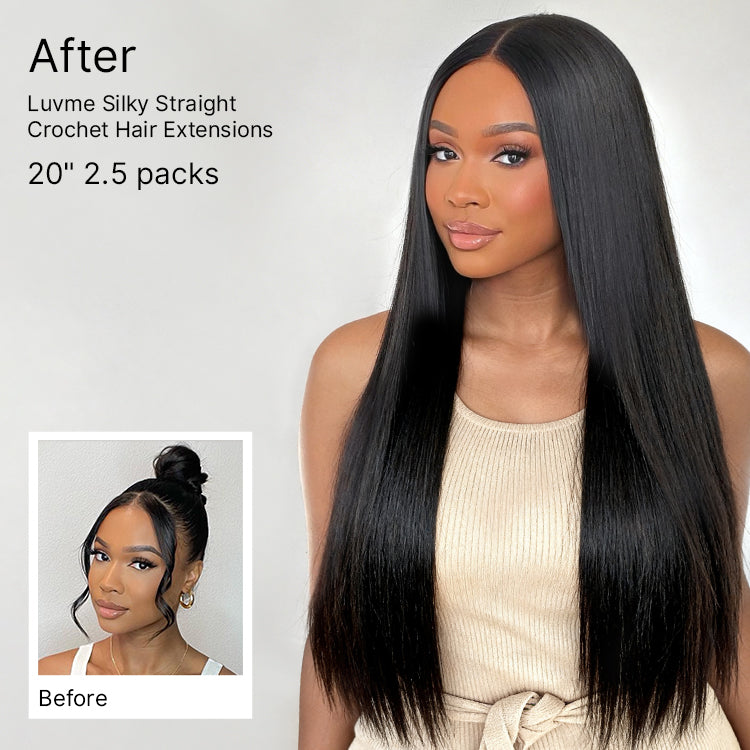 Pre-Separated Feather Crochet Human Hair Extensions Silky Straight Protective Style with Free Gifts - US Only