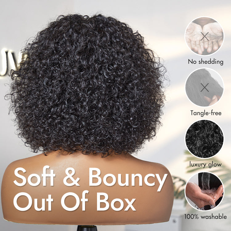 2 For $159.9 | 12 Inches Water Wave Minimalist Lace Curly Wig +10 Inches Blonde Highlight Yaki Straight Minimalist Lace Bob No Code Needed