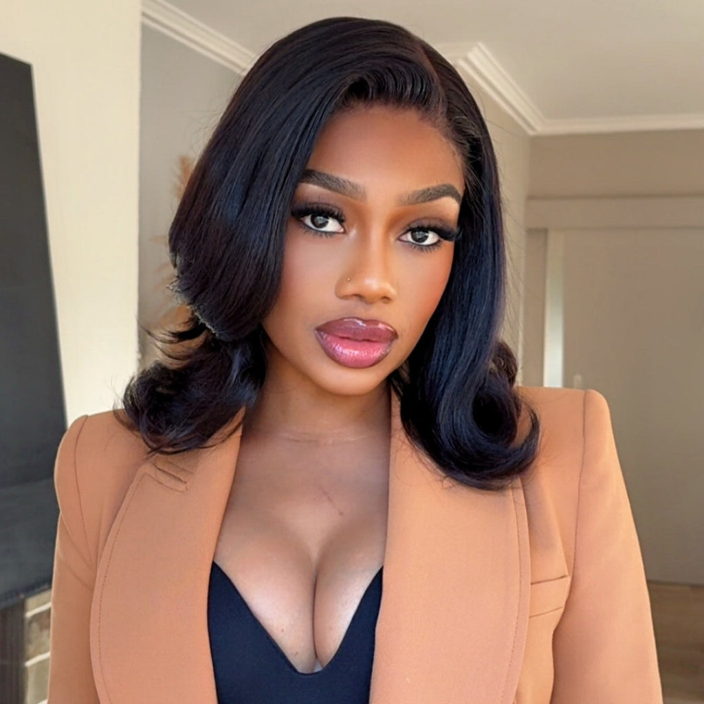 2 For $169.9 | 12 Inches Blonde Highlight Glueless Minimalist HD Lace Bob + 14 Inches Flip Ends Glueless 13x4 Frontal Lace Bob Cut Wig No Code Needed