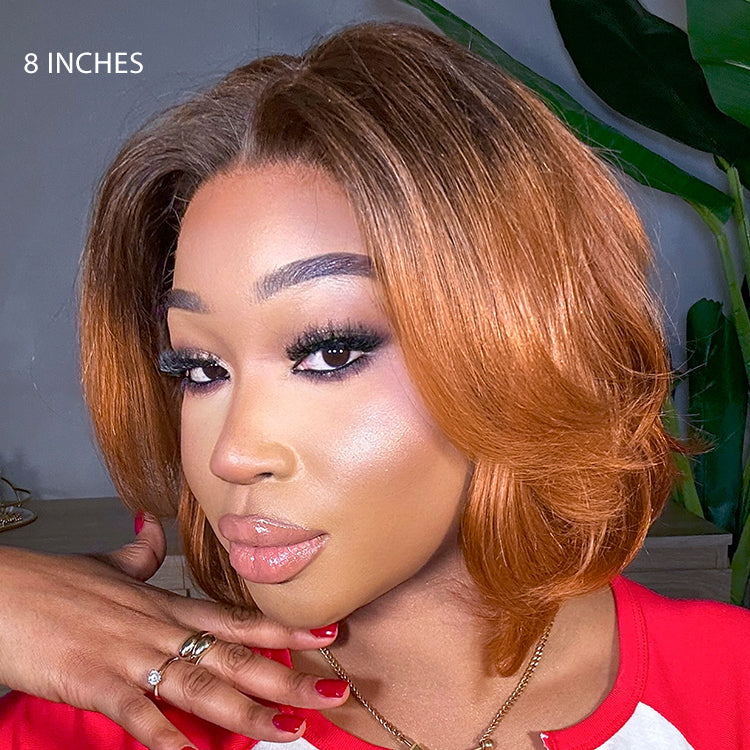 2 For $149.9 | 12 Inches Honey Blonde Highlight Yaki Bob with Bangs+ 8 Inches Boss Vibe Short Pixie Cut Minimalist Lace Wig No Code Needed