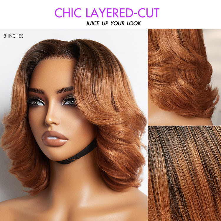 2 For $149.9 | 12 Inches Honey Blonde Highlight Yaki Bob with Bangs+ 8 Inches Boss Vibe Short Pixie Cut Minimalist Lace Wig No Code Needed