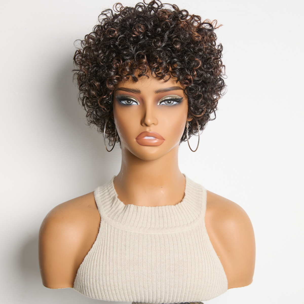 2 For $149.9 | 10 Inches Loose Wave Glueless Minimalist HD Lace Wig+ 6 Inches Brown Highlight Bouncy Curls Wig No Code Needed