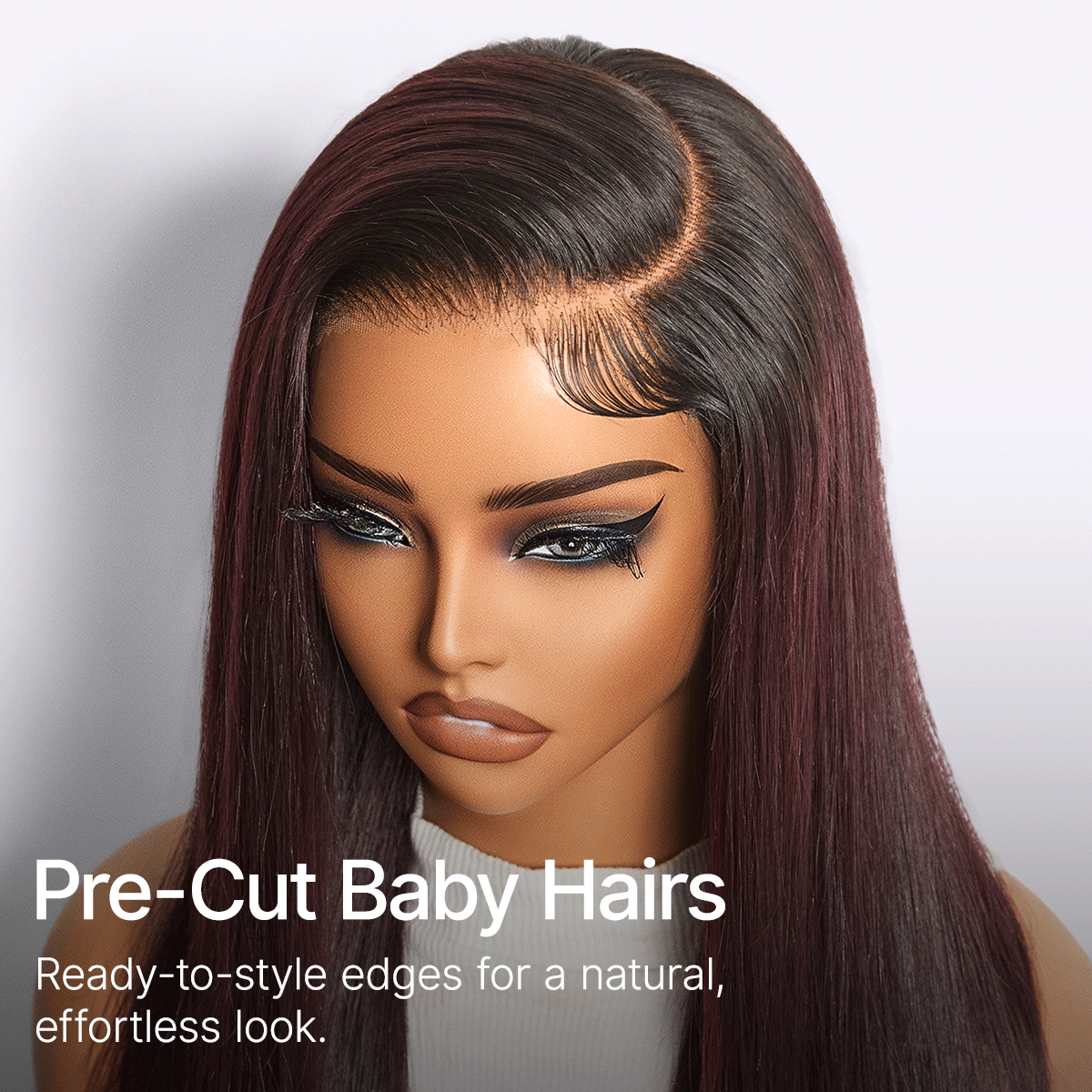 180% Density Rich Dark Plum Bone Straight with Baby Hair PartingMax Glueless 7x6 Closure HD Lace Wig Pre-Cut Lace
