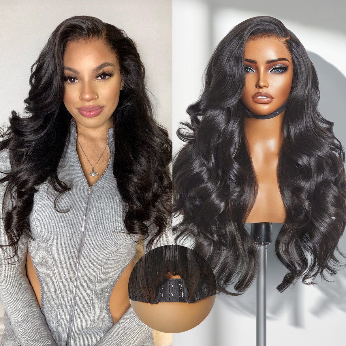 PartingMax Glueless 7x6 Closure HD Lace Loose Body Wave Long Wig Pre-Cut Lace