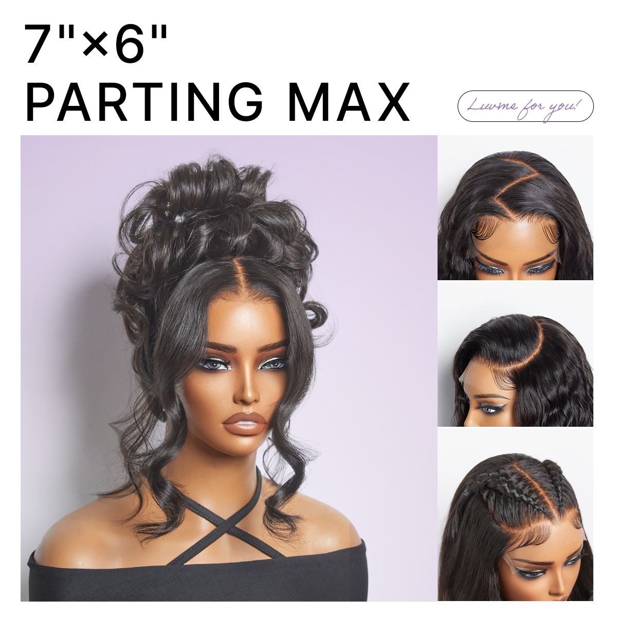 PartingMax Glueless 7x6 Closure HD Lace Loose Body Wave Long Wig Pre-Cut Lace