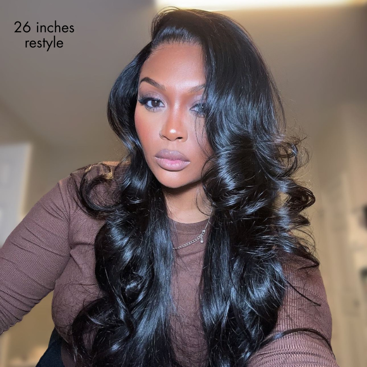PartingMax Glueless 7x6 Closure HD Lace Loose Body Wave Long Wig Pre-Cut Lace